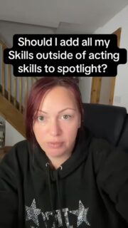 Should actors add skills outside of spotlight onto their spotlight? I’ve done loads of videos like these on TikTok, and answer some questions on there. I thought I’d post some of the highly liked ones on insta too. #acting #talentagent