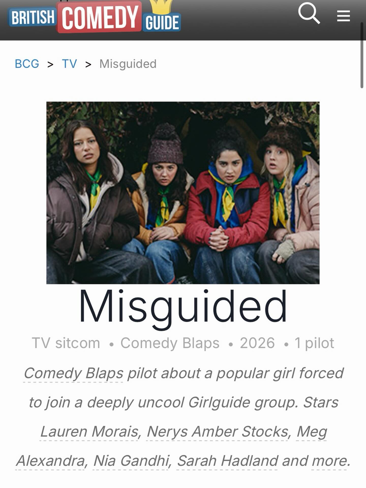 Eeeekkkk!!! Thursday 14th May: Misguided: https://www.comedy.co.uk/tv/news/8720/comedy-blaps-pilot-misguided/ will be out with Nerys playing Kate #welshactor